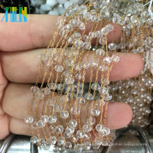 Cuentas de vidrio facetado de belleza Perlas de cadena de rosario de alambre de metal cadena